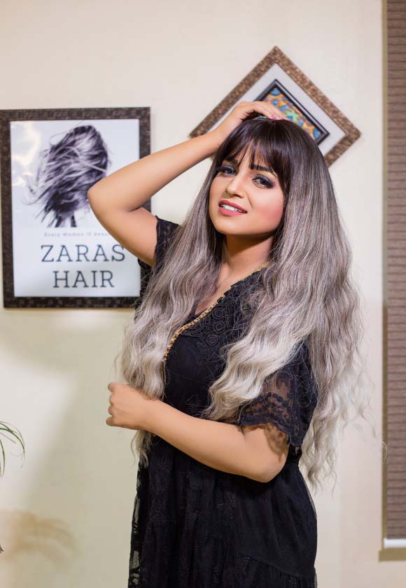 BLOND OMBER LONG CURLY BANGS WIG