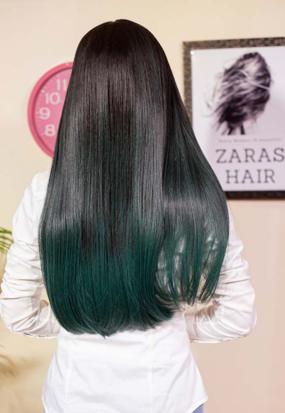 GREEN OMBER STRAIGHT BANG WIG